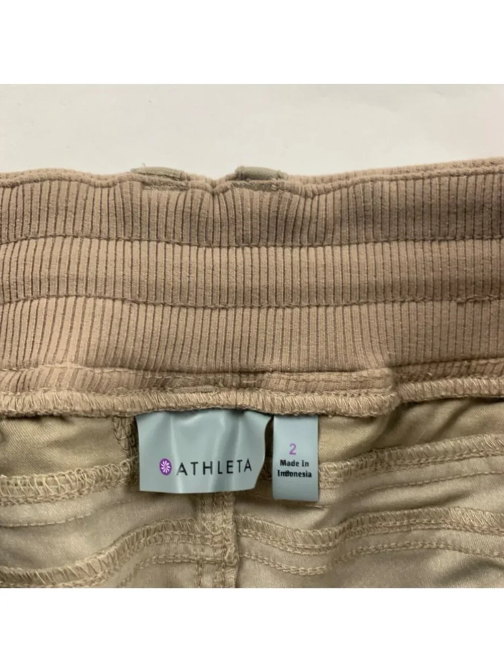 LONG Athleta Khaki Stretch Nylon Canvas Adjustable Straight Leg Adventure Pant 2 - Picture 5 of 9